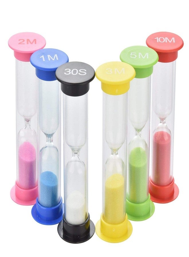 Linble Multicolor Sandglass Timers - Small Colorful Sandglass Sand Clock Colored Timer Suit 30sec1min2mins3mins5mins10mins (6pcs) Mini Toy Hourglass Set for Kids at Home and School - Image 1